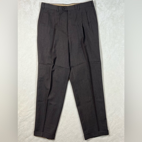 Piatelli 34W 32L Super 100’s 100% Wool Pleated Gray Trousers Barneys New York - Picture 1 of 10